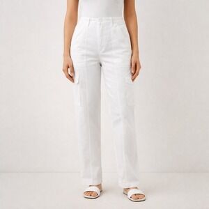 Judy Blue White Cargo Pants High Rise Straight Leg Utility‎ Womens 13/31 White